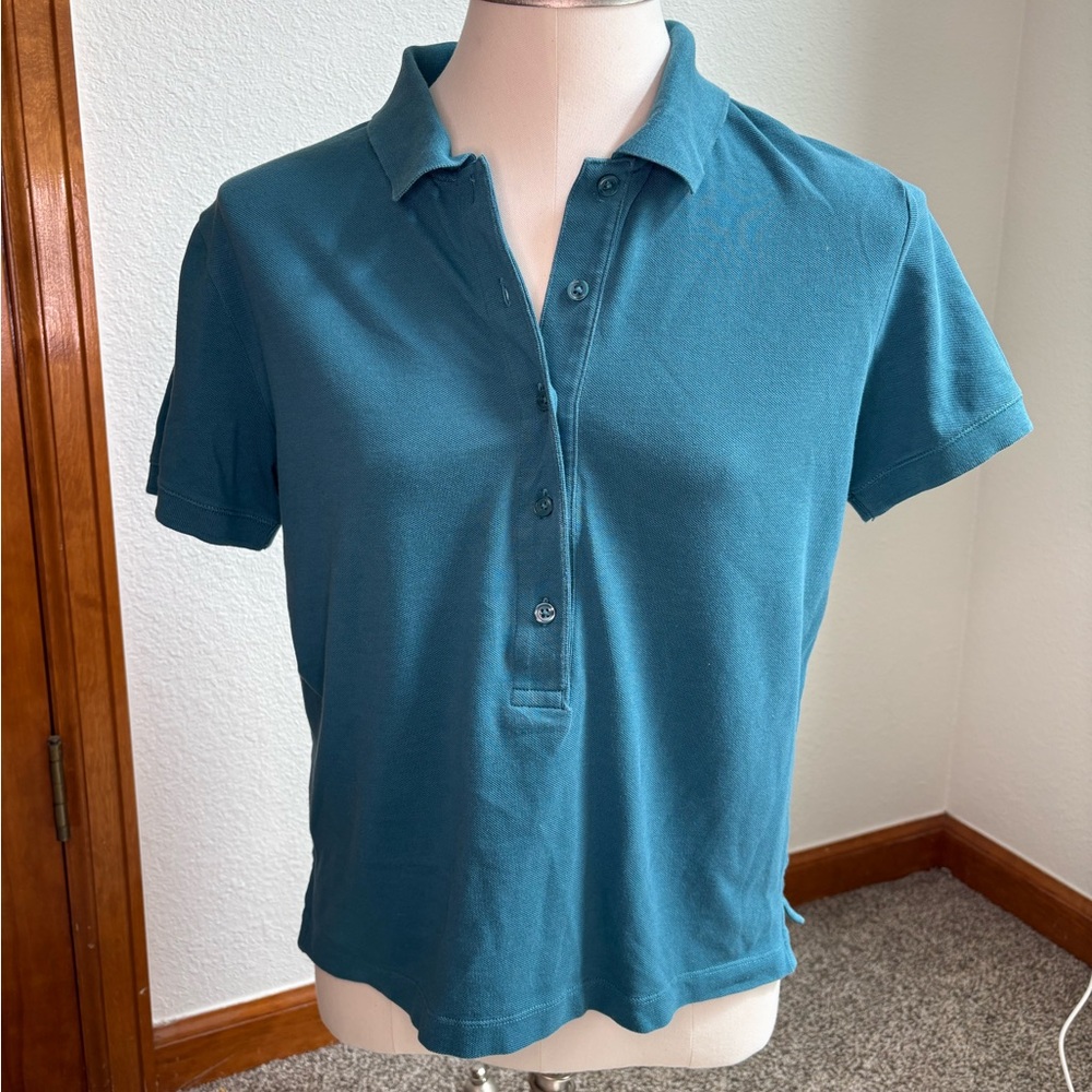 Athleta Pique Short Sleeve Teal‎ Polo Women’s Small